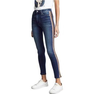 Joe's Womens Charlie Mid Rise Skinny Ankle Jeans Side Stripe Blue Size W28